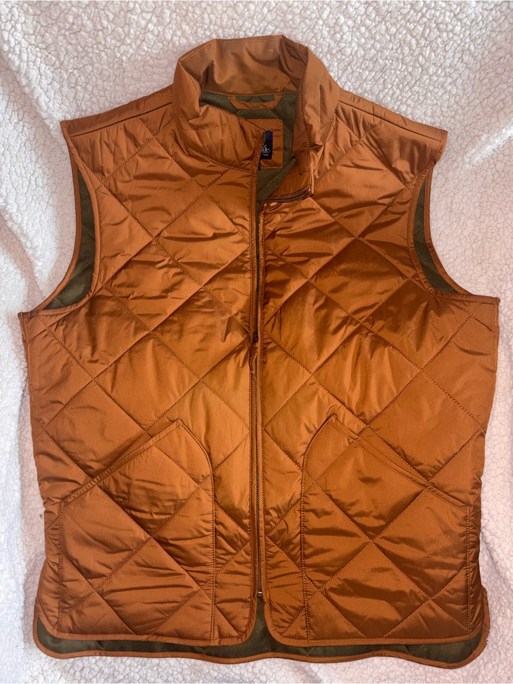 J.Crew Authentic Outerwear Men’s Quilted Vest Rust Brown Olive Size M